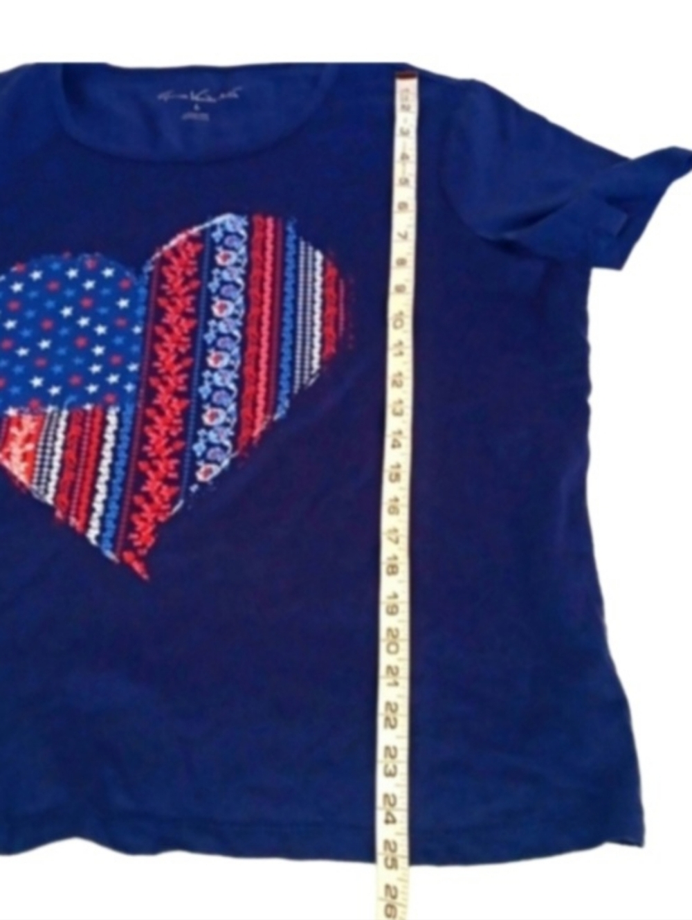 NWOT Gloria Vanderbilt Short Sleeve T-shirt | Heart Floral Flag - Picture 9 of 14